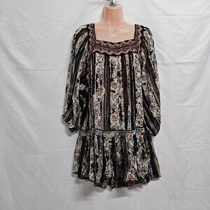 Free People Dance Magic Boho Sheer Top Tunic Blouse Women Size S Glittered